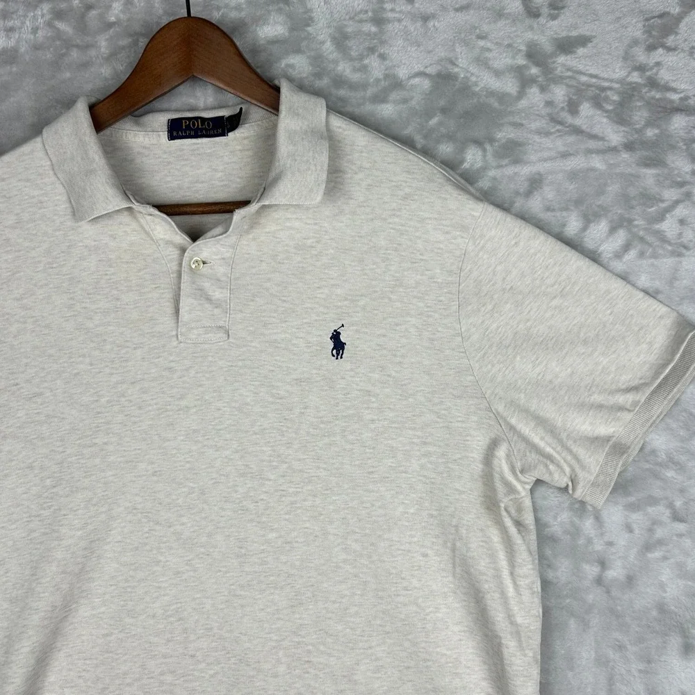 Polo Ralph Lauren Mens Beige‎ Polo Shirt Short Sleeve Casual Top size Large